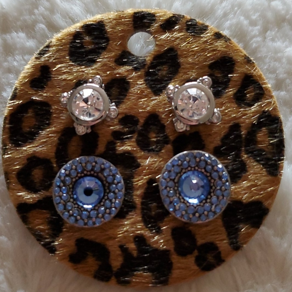 Chico's Blue Crystal and Rhinestone Post Earrings